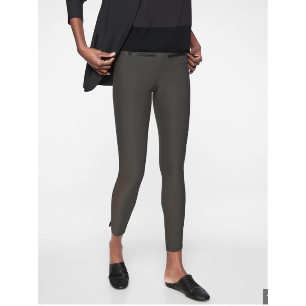 Athleta Stellar Pants Trousers Leggings Gray Green Crop Zip Pockets Size M - Picture 12 of 13